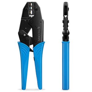 TICONN Crimping Tool for Heat Shrink Connectors – Ratcheting Wire Crimper – Crimping Pliers – Ratchet Terminal Crimper – Wire Crimp Tool (30C, Blue)