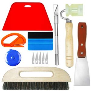 CARTINTS Wallpaper Smoothing Tools Wallpaper Hanging Kit for Home Office Wall Decoration with Rubber Wallpaper Roller, Smoothing Brush, Putty Knife Scraper, Hard Squeegee, Knife Blade, Tape Measure