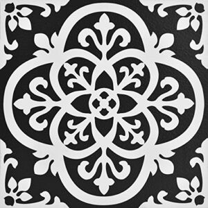 FloorPops FP2475 Gothic Peel & Stick Floor Tiles, Black