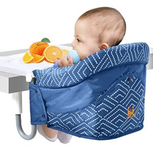 MTWML Hook On High Chair with Tray,Portable Baby High Chair That Attaches to Table,Clip On Fast Table High Chair for Babies and Toddlers.Baby Feeding Seat for Dining Table and Counter to Travel(Blue)