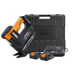 Freeman PE4118GF 20 Volt Cordless 4-in-1 18-Gauge 2″ Flooring Nailer / Stapler Kit with 2 Ah Lithium-Ion Batteries, Charger, Case, and Fasteners (1000 Count)