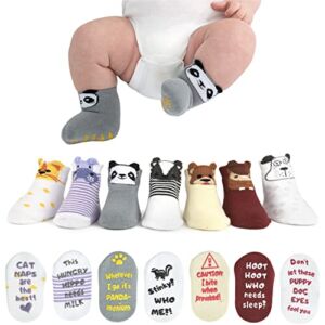 Baby Socks Gift Set – Newborn Baby Gifts for Boys & Girls – 7 Unique Pairs – Cute & Funny Gender Neutral Gift for Baby Shower & Unisex Registry Idea – Gender Reveal Gifts – Newborn Gifts