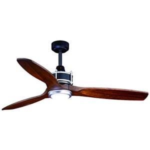 Curtiss 52 In. Black and Silver Industrial Indoor-Outdoor Wood Ceiling Fan with LED Light Kit and Remote