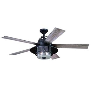 Charleston 56 In. Bronze Farmhouse Indoor-Outdoor Ceiling Fan with LED Light Kit and Remote