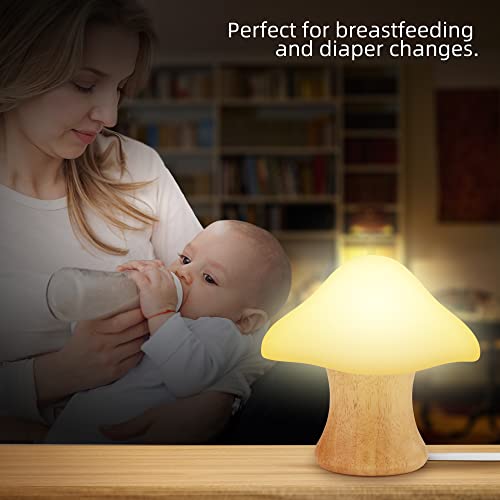 Wooden Mushroom Lamp ANGTUO Baby Night Light for Kids with 16 Color Changing and Dimmable Nursery Lamp Bedside Light for Breastfeeding Baby Bedroom | The Storepaperoomates Retail Market - Fast Affordable Shopping