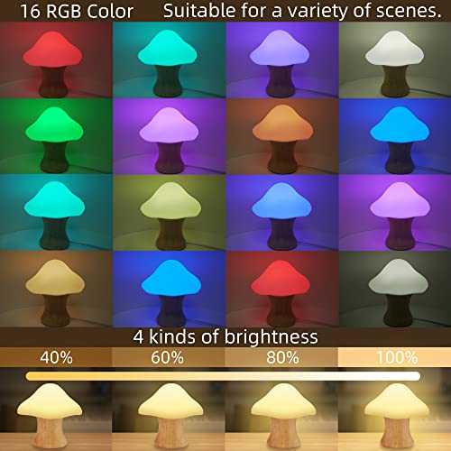 Wooden Mushroom Lamp ANGTUO Baby Night Light for Kids with 16 Color Changing and Dimmable Nursery Lamp Bedside Light for Breastfeeding Baby Bedroom | The Storepaperoomates Retail Market - Fast Affordable Shopping