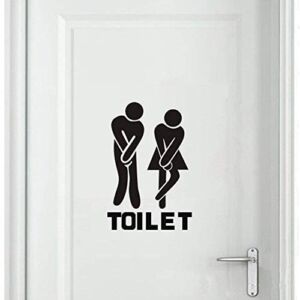 DIY Removable Man Woman Washroom Toilet Bathroom WC Sign, OYEFLY Door Accessories Wall Sticker Home Decor for Kids Living Room Home Decoration (Black)