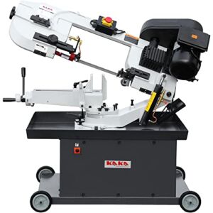 Kaka Industrial BS-712R, 7″x12″ horizontal bandsaw, the bow can be swiveled between 45° and 90°Solid Design, Metal Cutting Band Saw, High Precision Metal Band Saw with 1.5HP motor 115V230V-60HZ 1PH