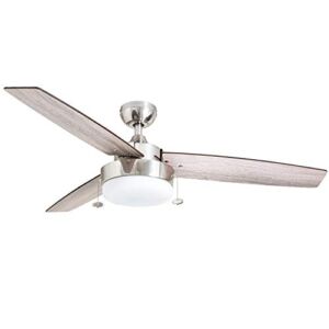 Prominence Home 51019 Statham Modern Farmhouse Ceiling Fan, 52″, Brushed Nickel