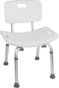 Vaunn Medical Tool-Free Assembly Spa Bathtub Adjustable Shower Chair Seat Bench with Removable Back