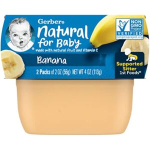Gerber 1st Foods Baby Food Banana Puree, Natural & Non-GMO, 2 Ounce Tubs, 2-Pack