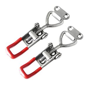 CUKAYO 2pcs Toggle Latch Clamp 4001, Adjustable 304 Stainless Steel Pull Hasp Latches, Quick Release Hand Tool Toggle Clamp for Smoker Lid Jig,Case Trunk,Door,220Lbs Holding Capacity