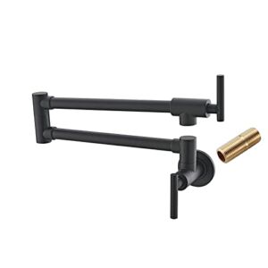 Havin Brass Pot Filler,Pot Filler Faucet Wall Mount,Brass Material,with Double Joint Swing Arms (Style A, Black)