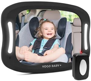 Baby Car Mirror with Remote Control Soft Led Light Shatter-Proof Acrylic Baby Mirror for Car, Rearview Baby Mirror-Easily Observe Baby’s Every Move, Safety and 360 Degree Adjustability…