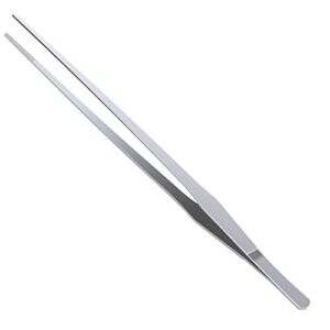 Stainless Steel Polished Extra-Long 15 inch Tongs Tweezers with Precision Serrated Tips for Garden, Kitchen, Indoor & Outdoor