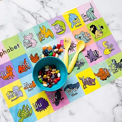 Youngever 80 Disposable Placemats Table Topper, Extra Sticky (4 Sides) Adhesive Peel and Stick Strip Disposable Mats for Kids Toddlers Baby Children, 18 Inch x 12 Inch Kids Safe (Alphabet) | The Storepaperoomates Retail Market - Fast Affordable Shopping