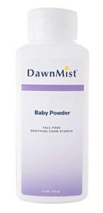 Dukal Baby Powder. 14 oz Organic Corn Starch Baby Powder. Talcum Free Baby Powder. Delicate Baby Powder. Prevents Diaper Rash and Absorbs Moisture. Aloe and Vitamin E. Hypoallergenic.