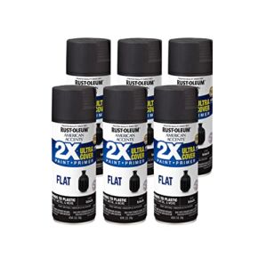 Rust-Oleum 327866-6 PK American Accents Spray Paint, 12 Ounce (Pack of 6), Flat Black, 72 Ounce