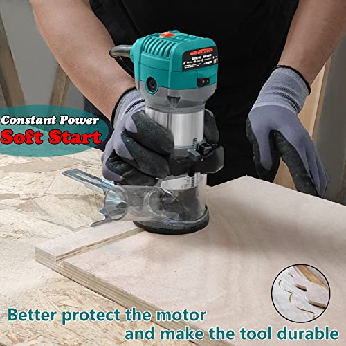 Dobetter 6.5-Amp Wood Router Tool, 1.25 HP Compact Trim Router with 6 Variable Speed, 12 Wood Router Bits, 1/4″ & 3/8″ Collets and Dust Hood -DBTR700 | The Storepaperoomates Retail Market - Fast Affordable Shopping