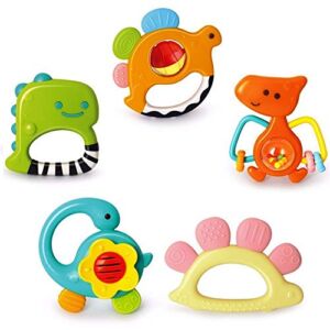 Yiosion Baby Rattles Sets Teether, Shaker, Grab and Spin Rattle, Musical Toy Set, Early Educational Toys Gift for 3, 6, 9, 12 Month Baby Infant, Newborn
