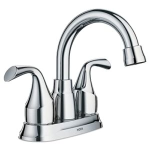 Moen Chrome Idora Two-Handle Centerset Bathroom Sink Faucet with Drain Assembly, Bathroom Faucets for 3-Hole Sinks, 84115