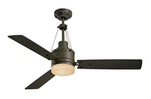 Luminance kathy ireland HOME Highpointe LED Ceiling Fan with Remote Control | Modern Industrial Lighting Fixture with 3 Blades, 2 Downrods, and Removable Decorative Cables | Dimmable, Golden Espresso, 54 Inch