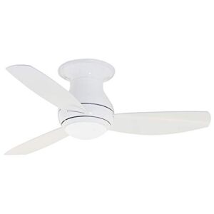 Luminance kathy ireland HOME Curva Sky LED Outdoor Ceiling Fan with Light Kit, 44 Inch | Modern Flush Mount Fixture with Weather Resistant Blades | Dimmable with Remote Control, Appliance White