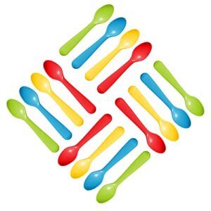 Plaskidy Plastic Toddler Spoons – Set of 16 Kids Spoons BPA Free/Dishwasher Safe Toddler Utensils Set Brightly Colored Kid Spoons Flatware Set Great for Kids and Toddlers Spoon