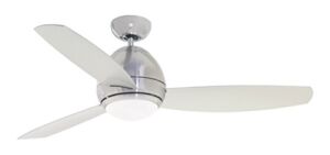 Luminance Kathy Ireland Home Curva LED Indoor Ceiling Fan Kit | Modern Fixture with Remote Control and Downrod Mount| Dimmable with No-Light Plate Option, 52 Inch, Brushed Steel