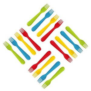 Plaskidy Plastic Kids Forks – Set of 16 Toddler Forks BPA Free/Dishwasher Safe Kids Utensils Set Brightly Colored Kid Forks Flatware Set Great for Kids and Toddlers Fork