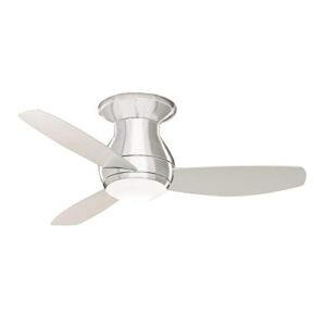 Luminance CF145LBS Kathy Ireland Home Curva Sky LED Indoor Ceiling Fan Kit, 44 Inch | Modern Lighting Fixture with Remote Control | Low Profile Hugger Flush Mount, Brushed Steel