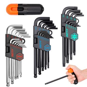 SEDY 36-Pieces Hex Key Allen Wrench Set, Long Arm Ball End Hex & Torx L-Key Set, SAE & Metric Hex, Star/Torx Allen Wrench Tool Set with Torque Handle and Black Storage Bag, S2 Steel | The Storepaperoomates Retail Market - Fast Affordable Shopping