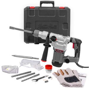 XtremepowerUS Deluxe 1200w Electric Rotary Hammer SDS Plus Drill Swivel Adjustable Handle Drilling Chisel Flat Bit w/Carrying Case