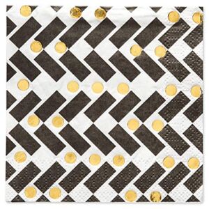 Papyrus Beverage Napkins, Black and Gold (40-Count)