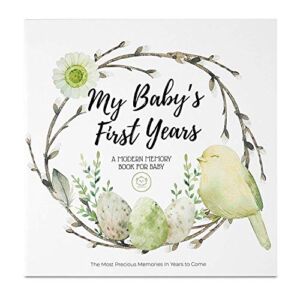 First 5 Years Baby Memory Book Journal – 90 Pages Hardcover First Year Keepsake Milestone Baby Book for Boys, Girls – Baby Scrapbook – Baby Album and Memory Book (Wonderland)