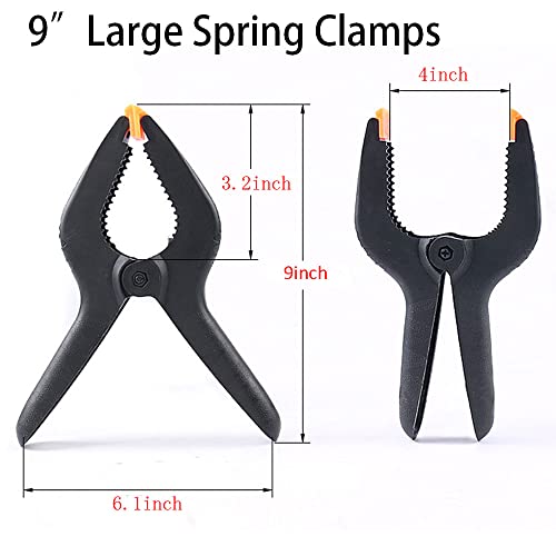 ONDY 2 Pack Of 9” Large Spring Clamps Heavy Duty Nylon Muslin Woodworking Clamps Photo Studio Backdrops Backgrounds Clamps Set, the Jaws Have a Maximum Opening of 4″ | The Storepaperoomates Retail Market - Fast Affordable Shopping