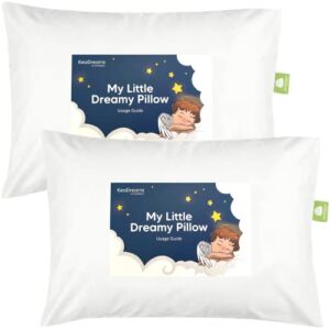 2-Pack Toddler Pillow – Soft Organic Cotton Toddler Pillows for Sleeping – 13X18 Small Pillow for Kids – Kids Pillows for Sleeping – Kids Pillow for Travel, School, Nap (Soft White)