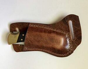 Custom Leather Sheath for Buck 110 or 112. Water Buffalo Antique Brown Leather Sheath. Right-Hand Cross Draw to fit on The Left Side.Strong and Durable;Made in USA;Sheath ONLY