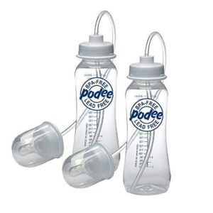 Podee Hands Free Baby Bottle – Anti-Colic Self Feeding System (Blue, 9 oz – 2 Pack)