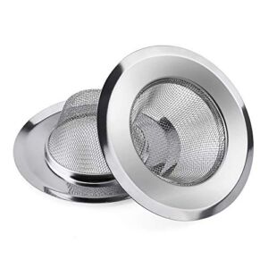 2 Pack – 2.13″ Top / 1″ Basket- Sink Strainer Bathroom Sink, Utility, Slop, Laundry, RV and Lavatory Sink Drain Strainer Hair Catcher. 1/16″ Holes. Stainless Steel