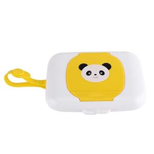 Fdit Wet Wipes Storage Box,Baby Outdoor Travel Stroller Wet Wipes Box Refillable Container for Car Bathroom Living Room(White + Yellow)