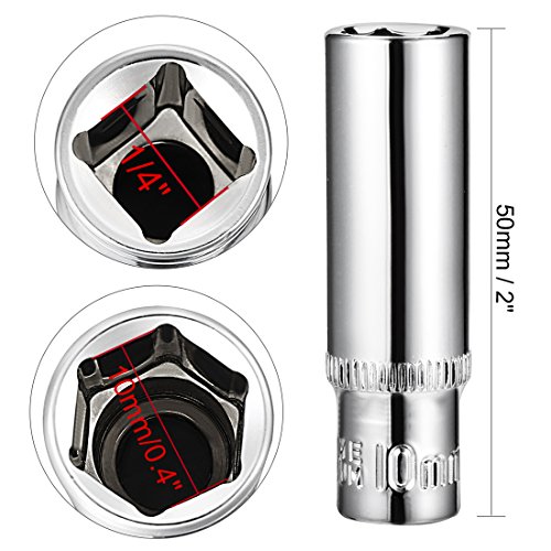 uxcell 4 Pcs 1/4 Inch Drive 10mm 6-Point Deep Socket, Metric, Cr-V | The Storepaperoomates Retail Market - Fast Affordable Shopping
