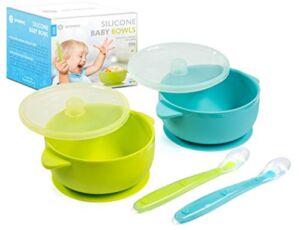 Silicone Suction Baby Bowl with Lid – BPA Free – 100% Food Grade Silicone – Infant Babies And Toddler Self Feeding