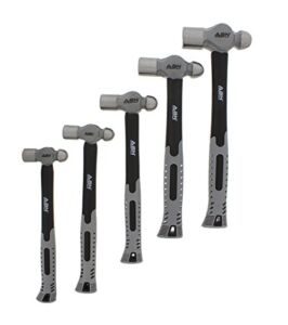 ABN Ball Pein Hammer 5-pc Set – 8, 12, 16, 24, 32 oz – Fiberglass & Carbon Steel for Metal Rivet, Chisel, Punch