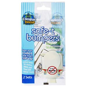 COMPAC HOME 11220 Compac’s Stabilizers T Bumpers, Lock Place, Keeps Children, Elderly, Disabled Safe from Slipping Off Shaking, Moving or Wobbly Toilet Seat (2 Sets), 1 Count (Pack of 2), White