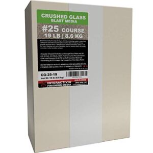 20-30 Grit (#25) Crushed Glass Abrasive – 19 lb or 8.6 kg – Blasting Abrasive Media (Course – Very Large) #25 Mesh – 940 to 559 Microns – for Blast Cabinets Or Sand Blasting Guns