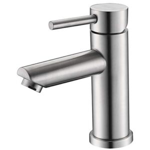 AMAZING FORCE Single Hole Bathroom Faucet Single Handle Bathroom Sink Faucet Brushed Nickel Stainless Steel Basin Mixer Tap – Sink Drain & Deck Plate Not Included 1.2 GPM