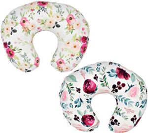 2 Pack Floral Nursing Pillow Cover Slipcover for Breastfeeding Pillows , Soft and Stretchy Safely Breastfeeding Pillow Cover for Girl (Floral)