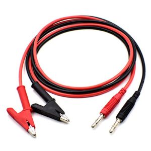 2Pcs 4mm Banana Plug to Alligator Clip Test Lead Wire Cable Set 14AWG 1M / 3 feet / 39 inches for Multimeter Oscilloscope