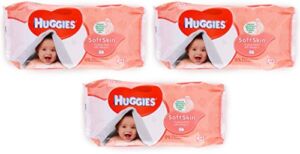Huggies Soft Skin Baby Wipes, with Vitamin E, 56 Count (Pack of 3) Total 168 Wipes
